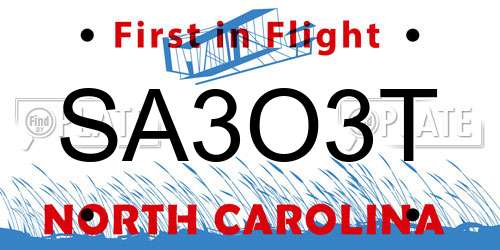 SA3O3T North Carolina License Plate