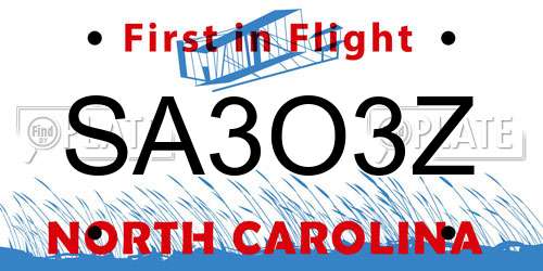 SA3O3Z North Carolina License Plate