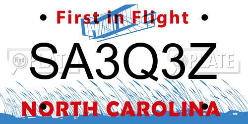 SA3Q3Z North Carolina License Plate