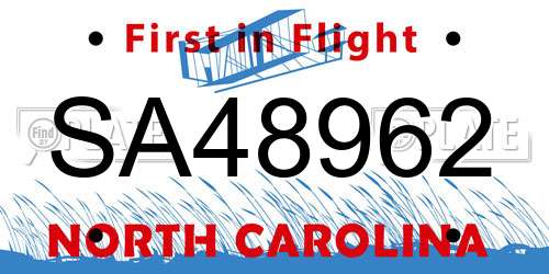 SA48962 North Carolina License Plate
