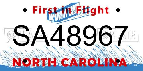 SA48967 North Carolina License Plate