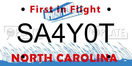 SA4Y0T North Carolina License Plate