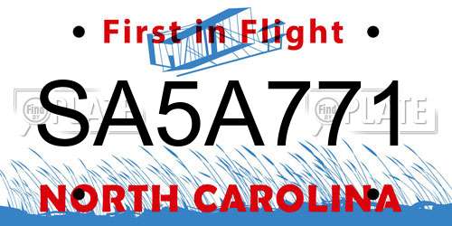SA5A771 North Carolina License Plate