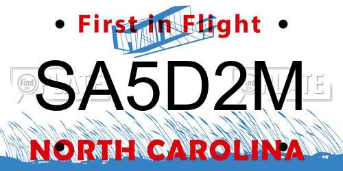 SA5D2M North Carolina License Plate