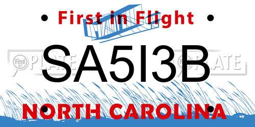 SA5I3B North Carolina License Plate