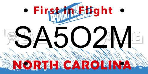 SA5O2M North Carolina License Plate