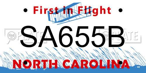 SA655B North Carolina License Plate