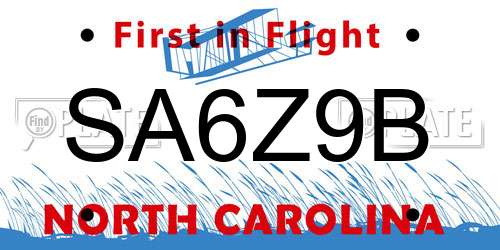 SA6Z9B North Carolina License Plate