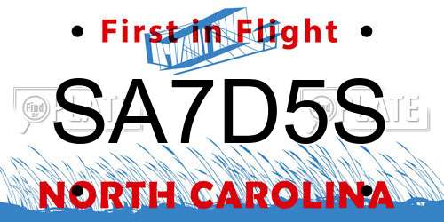 SA7D5S North Carolina License Plate