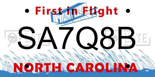 SA7Q8B North Carolina License Plate