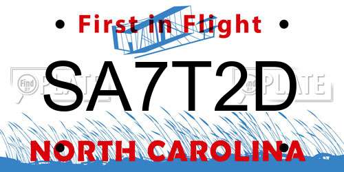 SA7T2D North Carolina License Plate