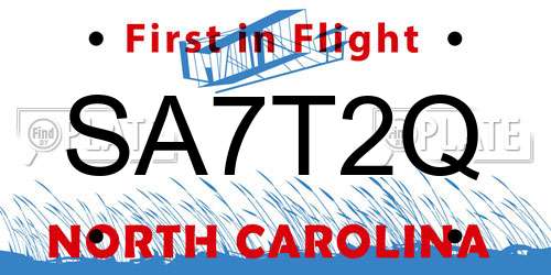 SA7T2Q North Carolina License Plate