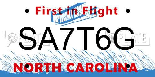 SA7T6G North Carolina License Plate