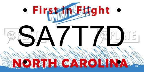 SA7T7D North Carolina License Plate