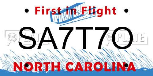 SA7T7O North Carolina License Plate