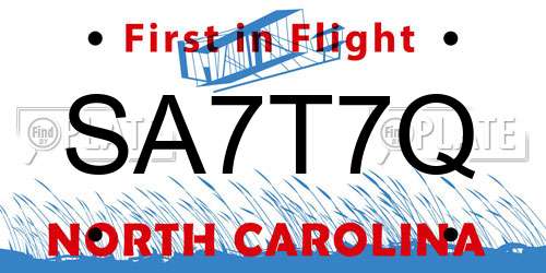 SA7T7Q North Carolina License Plate