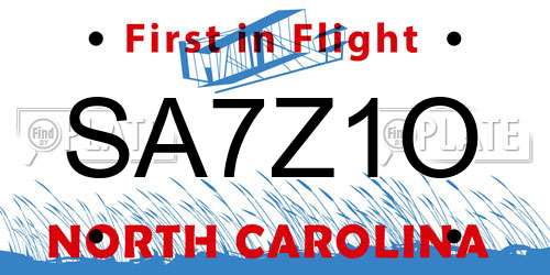 SA7Z1O North Carolina License Plate