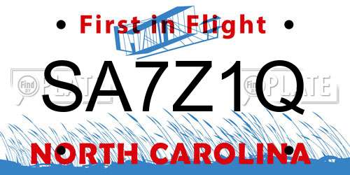 SA7Z1Q North Carolina License Plate