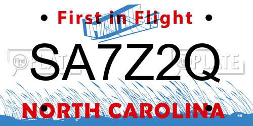 SA7Z2Q North Carolina License Plate