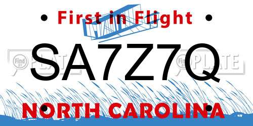 SA7Z7Q North Carolina License Plate