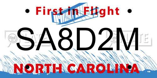 SA8D2M North Carolina License Plate