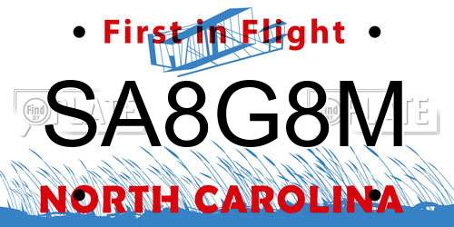 SA8G8M North Carolina License Plate