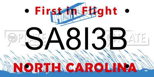 SA8I3B North Carolina License Plate