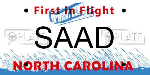 SAAD North Carolina License Plate