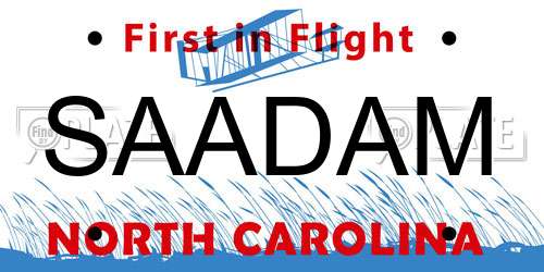 SAADAM North Carolina License Plate