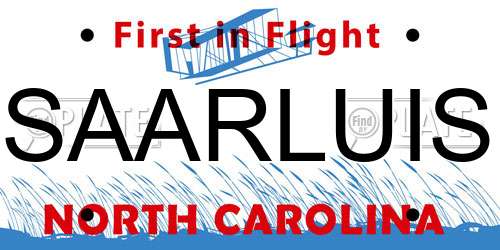 SAARLUIS North Carolina License Plate