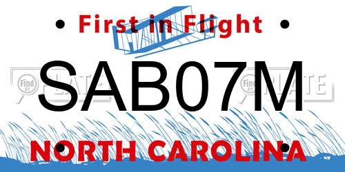 SAB07M North Carolina License Plate