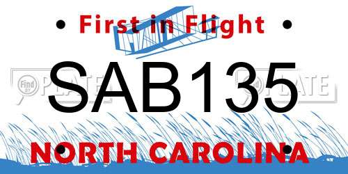 SAB135 North Carolina License Plate