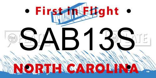 SAB13S North Carolina License Plate