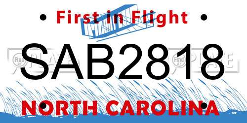 SAB2818 North Carolina License Plate