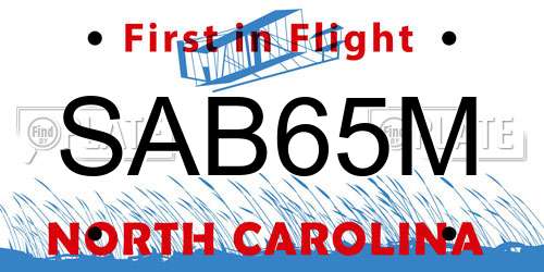 SAB65M North Carolina License Plate