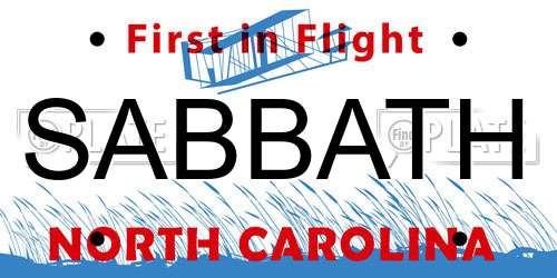 SABBATH North Carolina License Plate