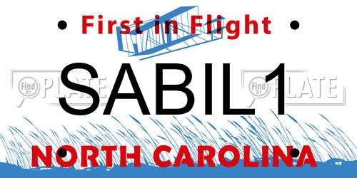 SABIL1 North Carolina License Plate