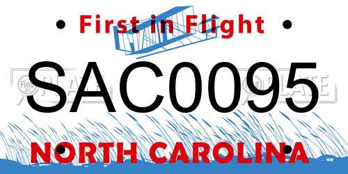 SAC0095 North Carolina License Plate