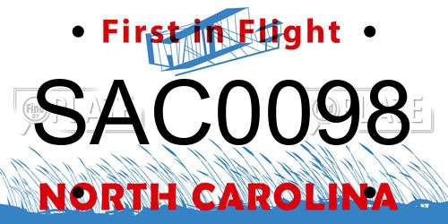 SAC0098 North Carolina License Plate