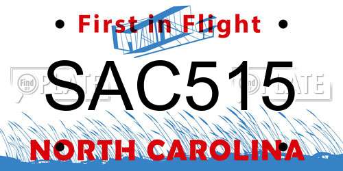 SAC515 North Carolina License Plate