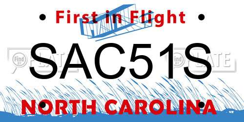 SAC51S North Carolina License Plate