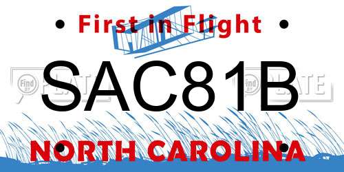 SAC81B North Carolina License Plate