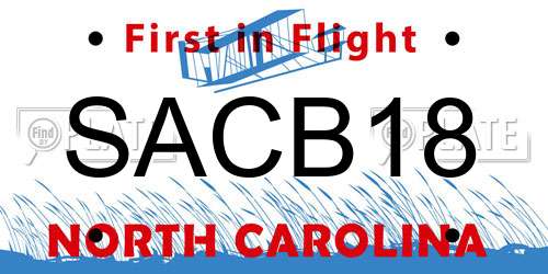 SACB18 North Carolina License Plate