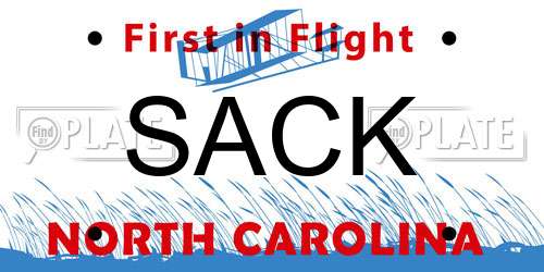 SACK North Carolina License Plate