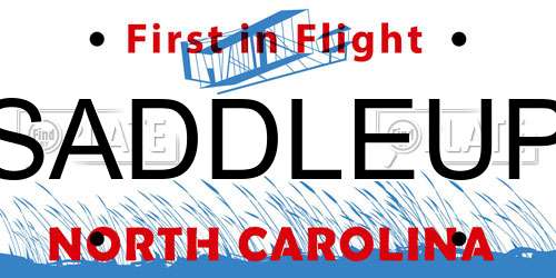 SADDLEUP North Carolina License Plate