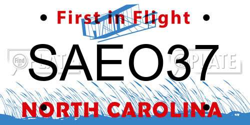 SAEO37 North Carolina License Plate