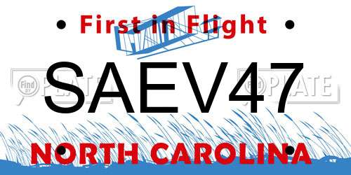 SAEV47 North Carolina License Plate