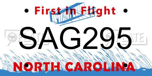SAG295 North Carolina License Plate