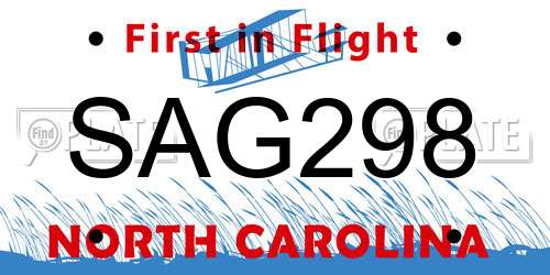 SAG298 North Carolina License Plate