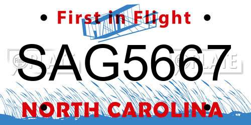 SAG5667 North Carolina License Plate